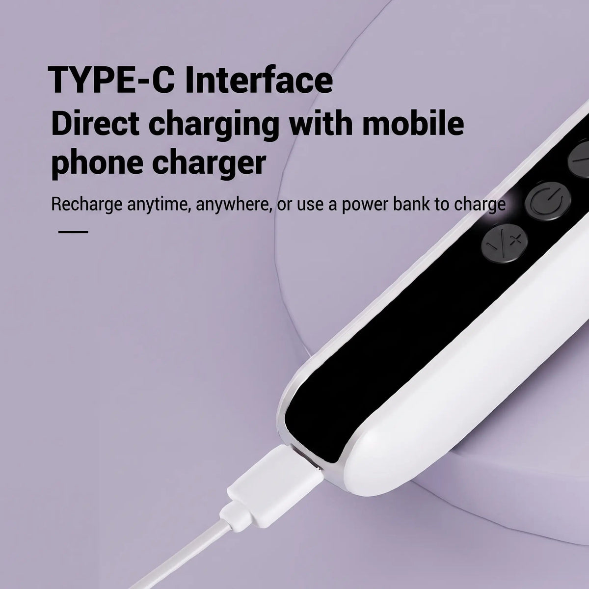 USB-C charging cable connector plugged into a charger device. 